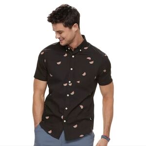 Urban Pipeline Men's Watermelon Soft Button-Down Short-Sleeve Shirt. Size XL